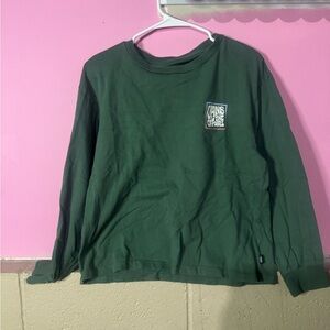 Vans Dark Green Long Sleeve Tee with Chest Logo